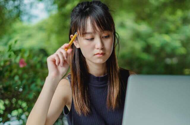 A student studying the German verb 'sein' online, focused on understanding its conjugations and grammar rules.